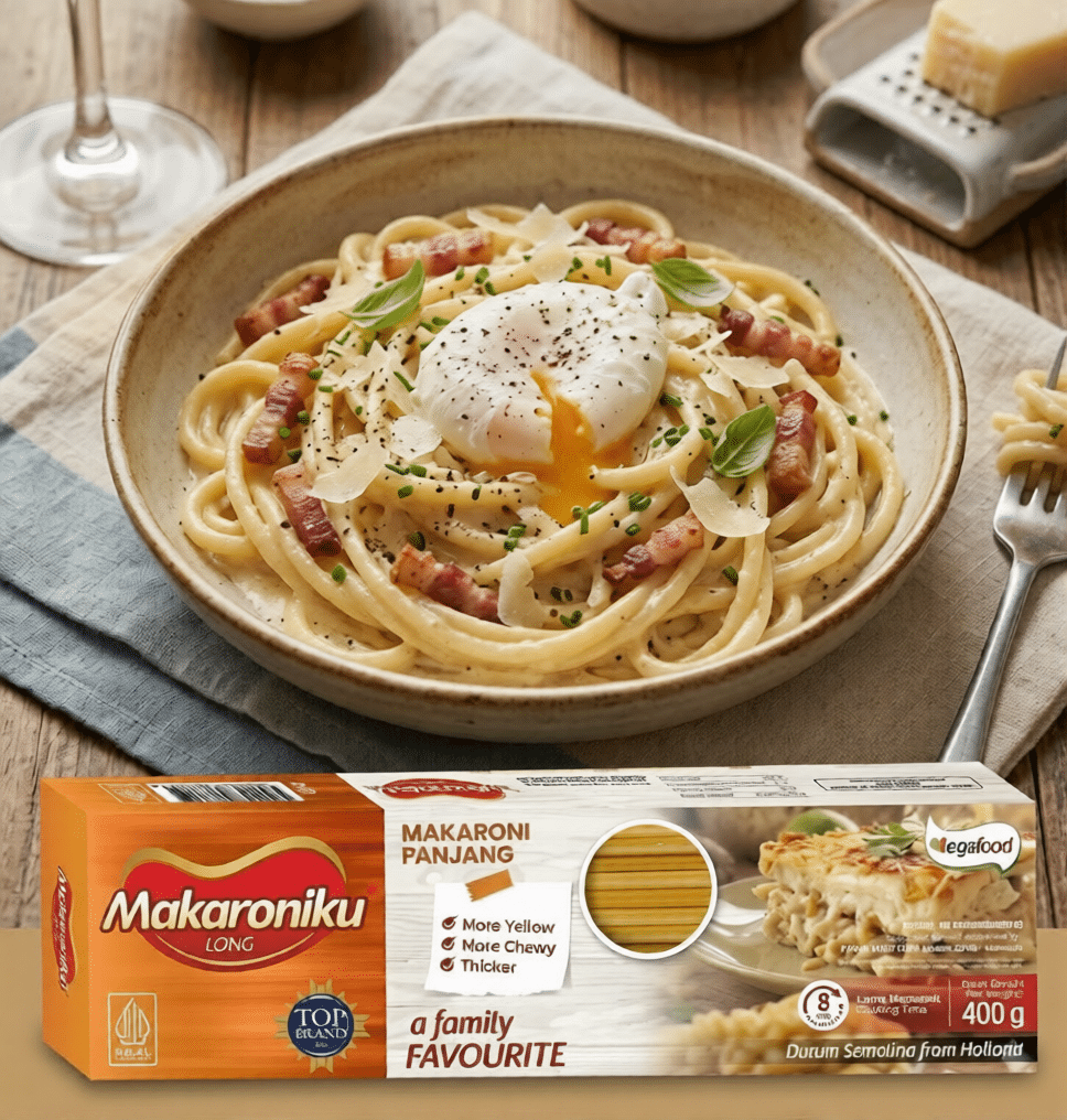 Long Macaroni Carbonara Creamy dan Gurih, Mudah Dibuat